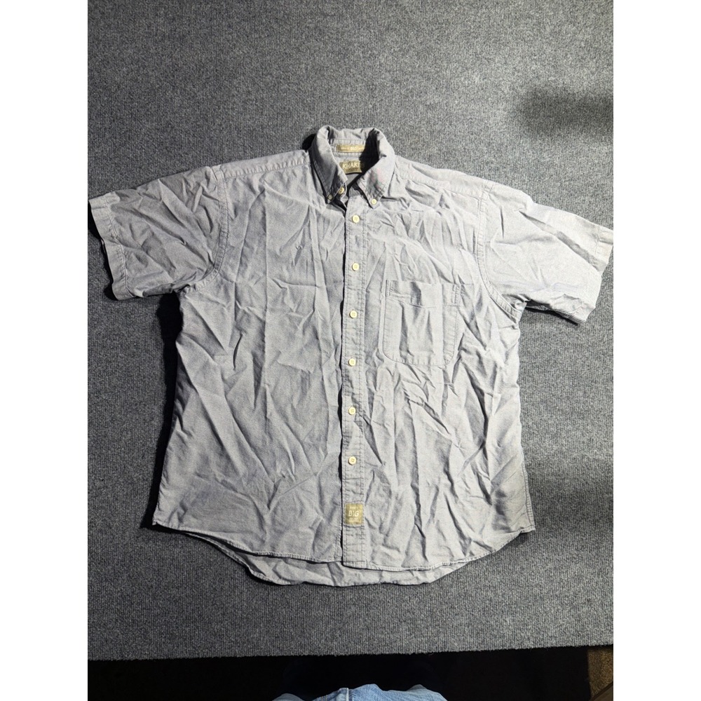 Khakis by Arrow Mens Blue Short Sleeve Big Oxford Button Down Shirt Size‎ Medium